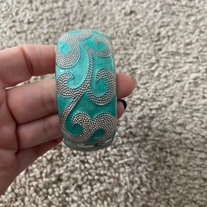 Turquoise and silver bracelet.
